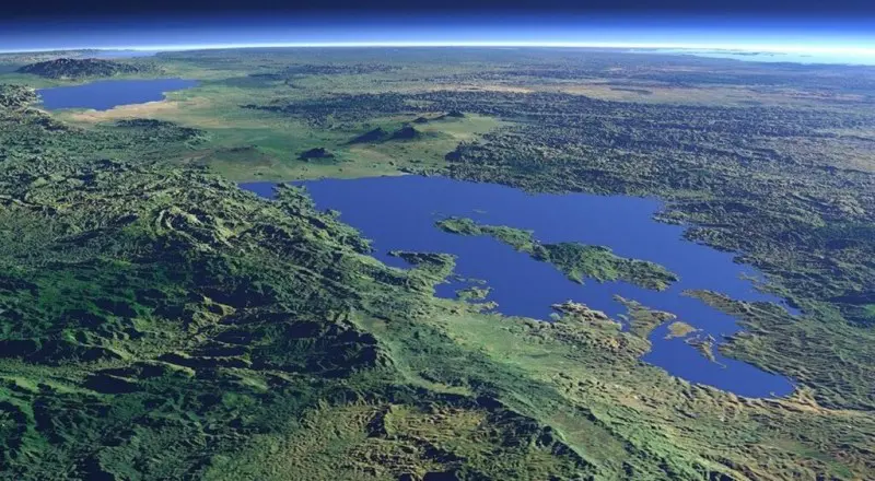 Lake Kivu 3D Stallite image by Christoph Hormann