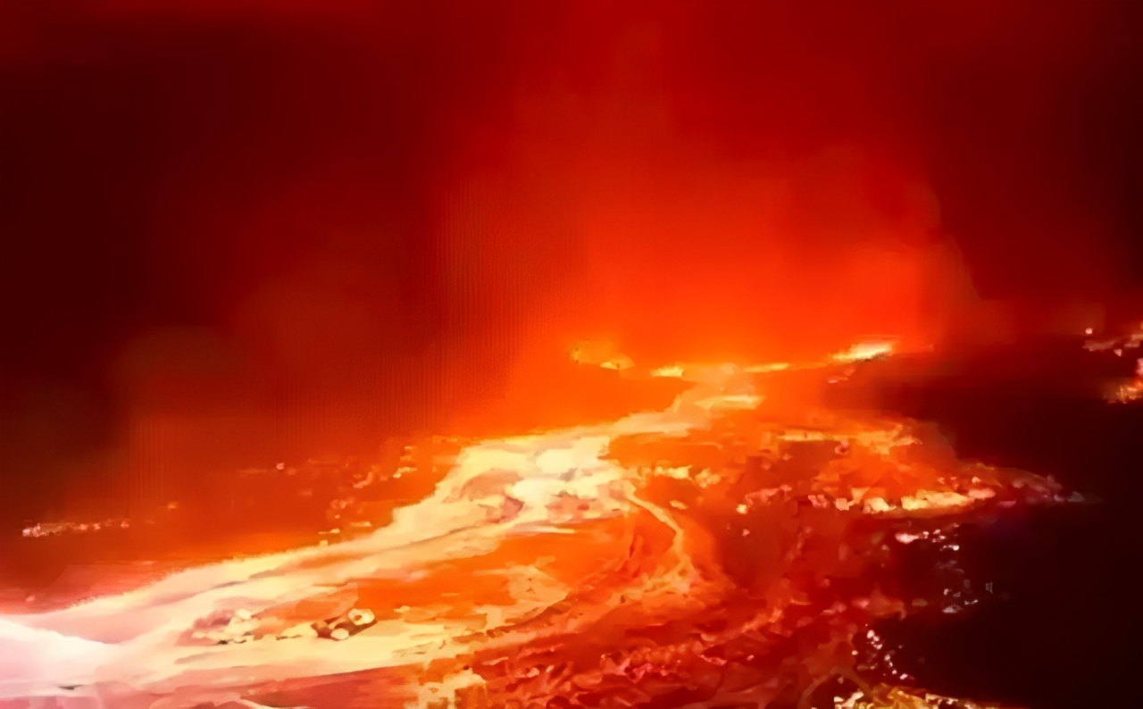 Red hot lava flow