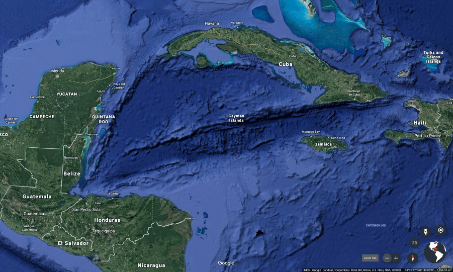Sea floor mapping of the Caribbean