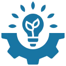 Sustainable innovation gear icon