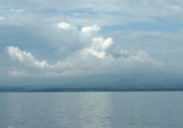 Vast lake panorama under serene sky